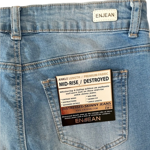 Enjean Midrise Ankle Length Destroyed Distressed Skinny Fit Jeans Size 13 - Picture 11 of 17